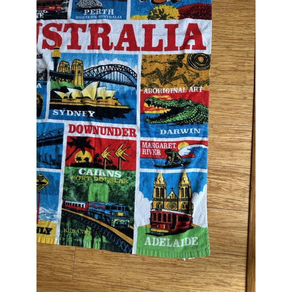 Vintage Joey RooAustralian Souvenier Beach Towel Australian Map Collage Retro